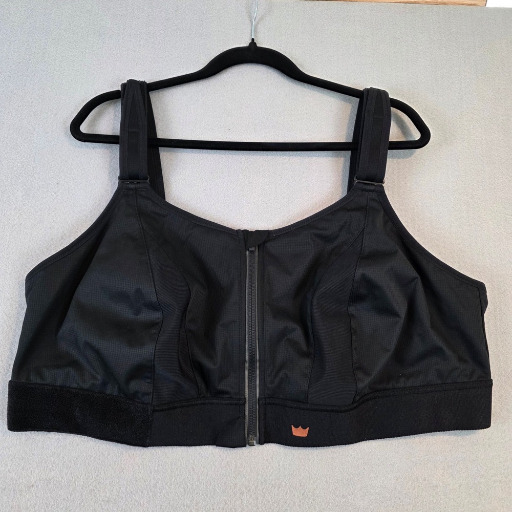 SHEFIT Ultimate Sports Bra Black 6Luxe High Impact Front Zip Adjustable No Pads